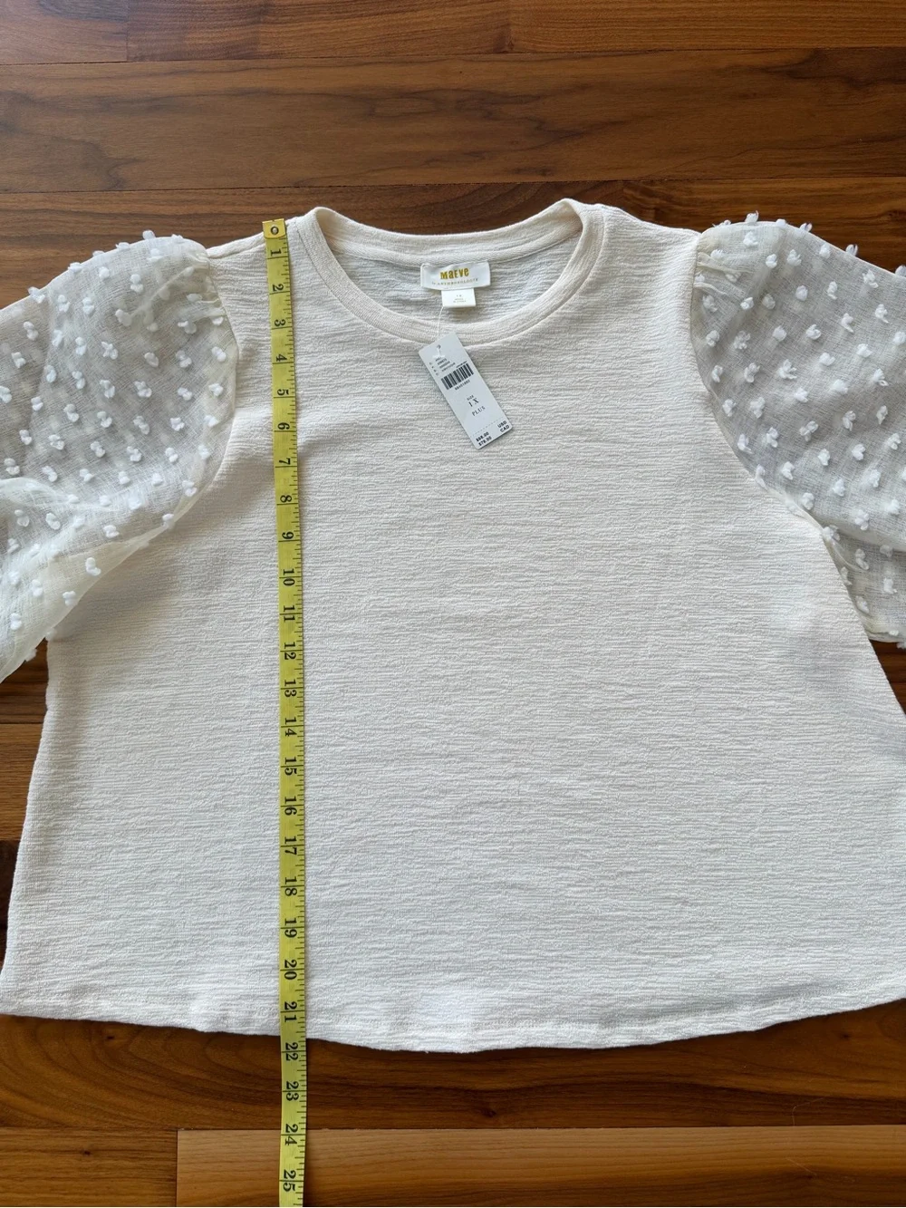 NWT Maeve Anthropologie Ivory Cream Puff Sleeve Swiss Dot Textured Blouse Sz 1X